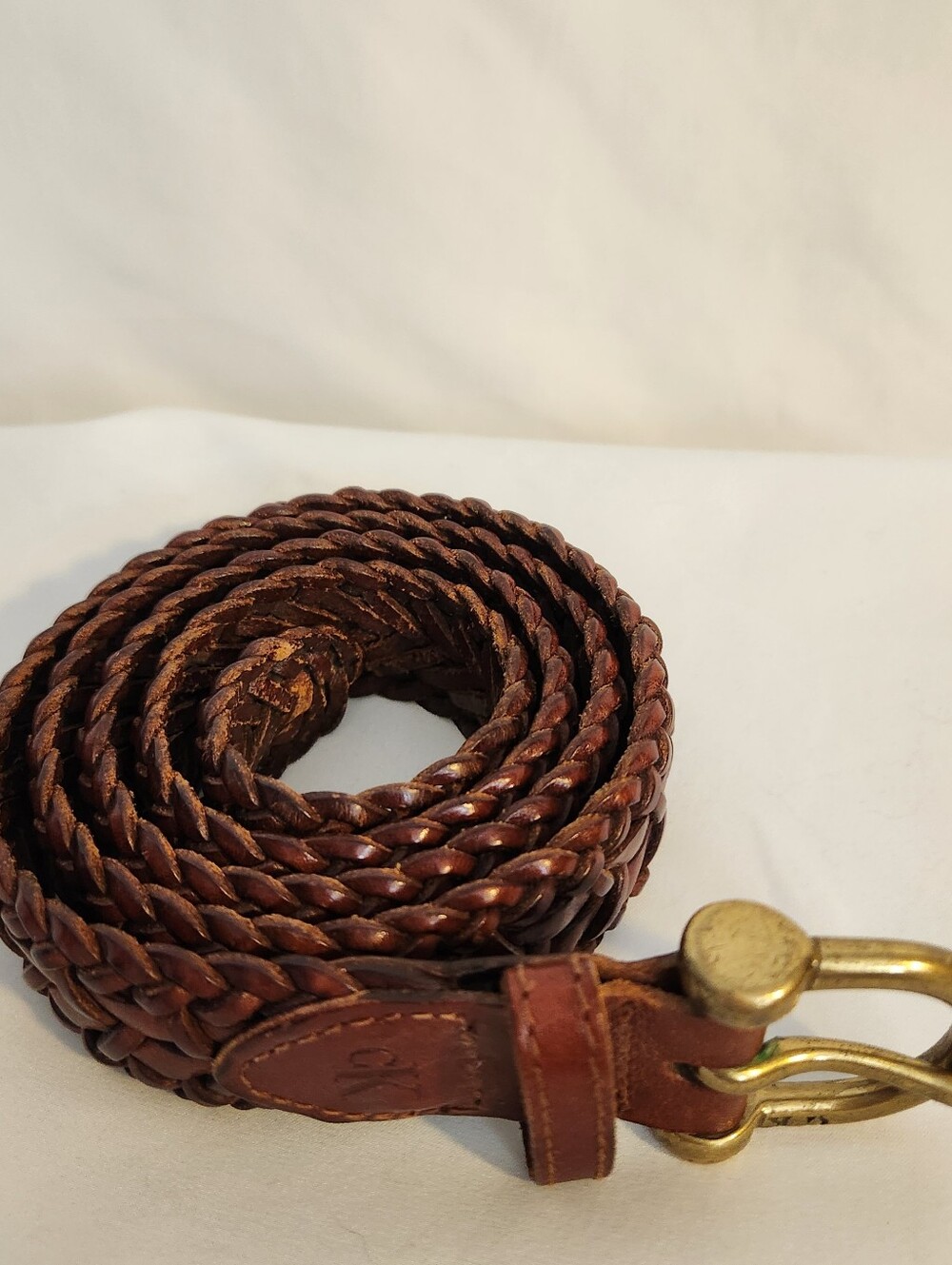Brown Braided Leather  Belt CK